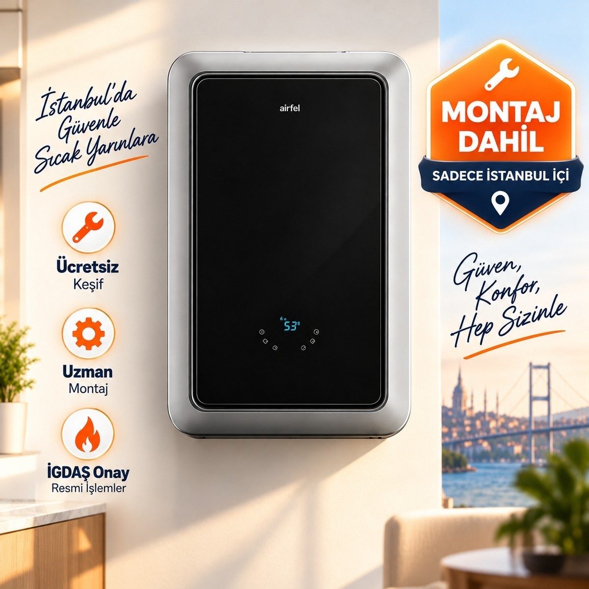 Airfel Maestro Smart Premix 24 Kw Tam Yoğuşmalı Kombi (Istanbul Içi Montaj Dahil) HBCV0000LTP3QX