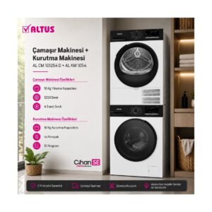 Altus 10 kg Çamaşır Makinesi ve 10 kg Kurutma Makinesi Ikili Paket ( Al 1054 - Al cm 101254 D ) HBCV0000EXQKNN