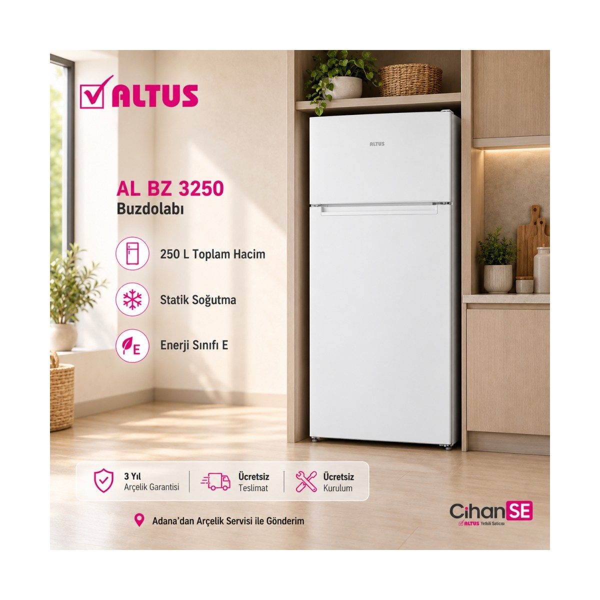 Altus Al Bz 3250 250 L Statik Çift Kapılı Buzdolabı HBCV0000IKDV9K