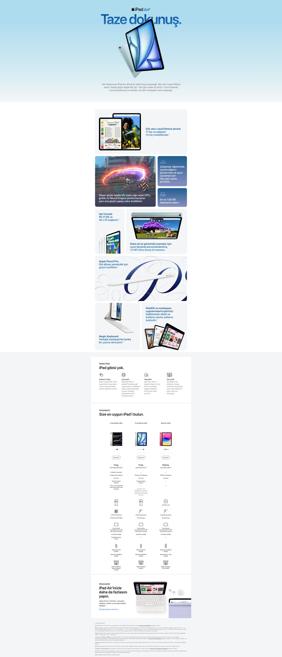 Apple iPad Air M2 Wi-Fi + Cellular 11" 6.Nesil 128GB - Mavi MUXE3TU/A