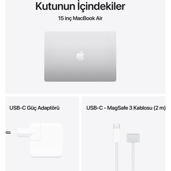 Apple MacBook Air M5 16GB 512GB SSD macOS 15″ Taşınabilir Bilgisayar Gümüş MDV94TU/A
