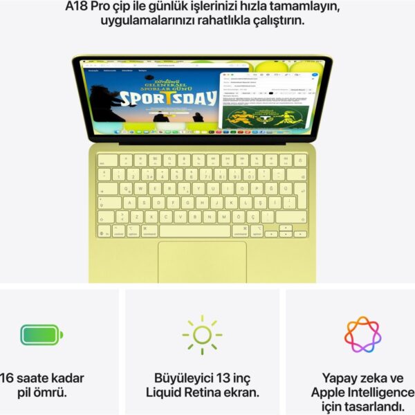Apple MacBook Neo A18 Pro 8GB 256GB SSD macOS 13″ Taşınabilir Bilgisayar Indigo MHFF4TU/A