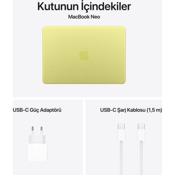 Apple MacBook Neo A18 Pro 8GB 256GB SSD macOS 13″ Taşınabilir Bilgisayar Puslu Sarı MHFD4TU/A