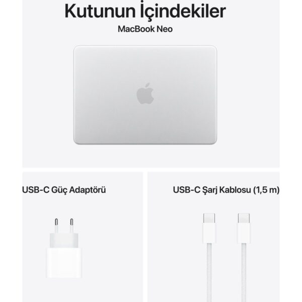 Apple MacBook Neo A18 Pro 8GB 512GB SSD macOS 13″ Taşınabilir Bilgisayar Gümüş MHFC4TU/A