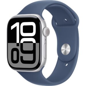 Apple Watch Series 10 GPS, 46 mm Gümüş Rengi Alüminyum Kasa ve Kot Rengi Spor Kordon - M/L HBCV00006ZWFNZ