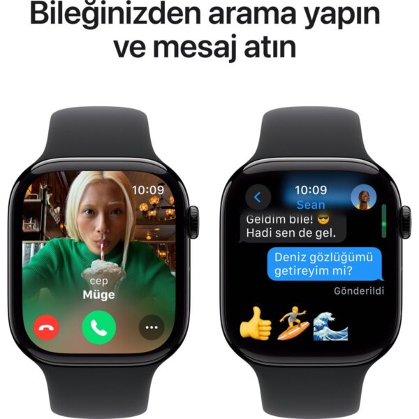 Apple Watch Series 10 GPS + Cellular 42 mm Ekran Boyutu ile Simsiyah Alüminyum Kasa Sağlık Takibi Özellikleri M/L