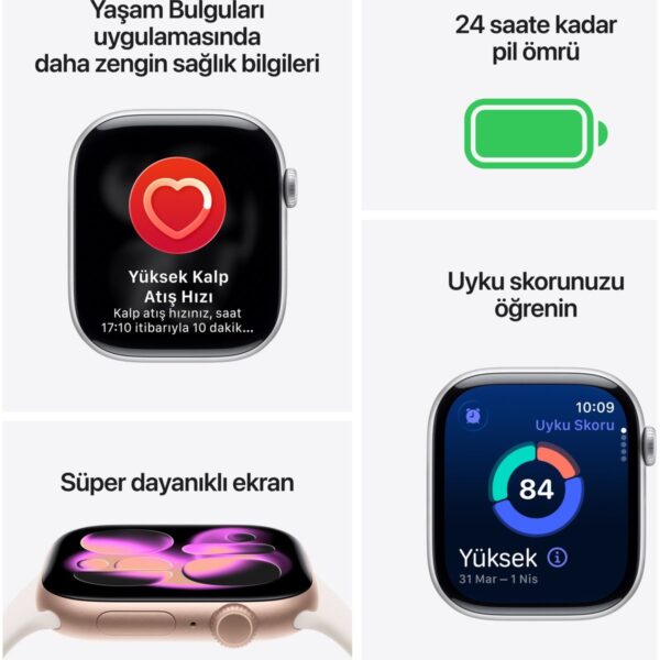 Apple Watch Series 11 Gps, 42 mm Alüminyum kasa ve Siyah Spor kordon – m/l