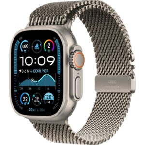 Apple Watch Ultra 2 GPS + Cellular, 49 mm Natürel Titanyum Kasa ve Natürel Titanyum Milano Loop - Küçük Boy HBCV00006ZWG1V