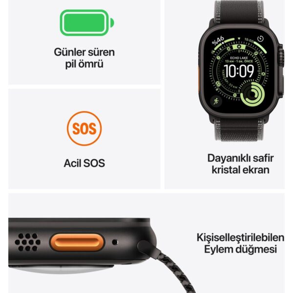 Apple Watch Ultra 3 Gps + Cellular, Kasa ve Natürel titanyum Milano loop – boy