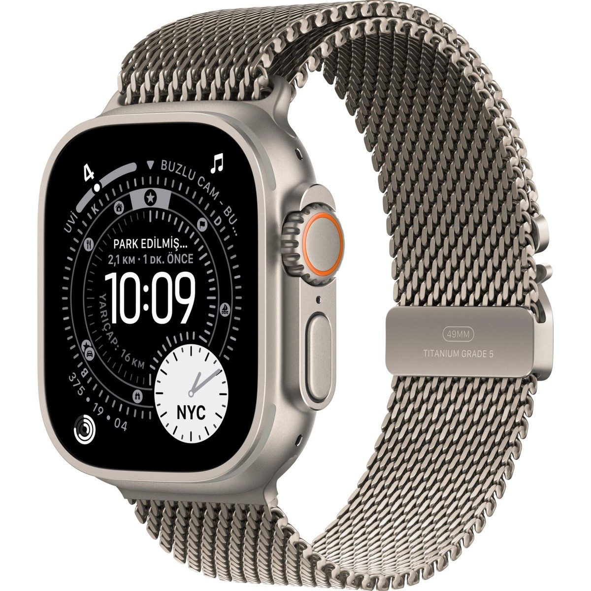 Apple Watch Ultra 3 Gps + Cellular, 49 mm Kasa ve Natürel titanyum Milano loop - boy Natürel Titanyum