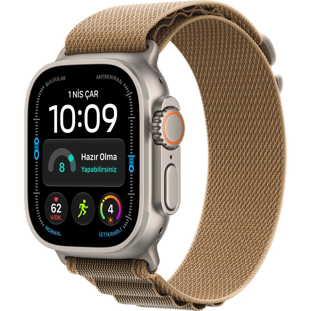 Apple Watch Ultra 4 Gps + Cellular, 49 mm Natürel Titanyum Kasa ve Çöl Rengi Alpine Loop - Orta Boy Natürel - Çöl Rengi