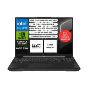 ASUS TUF Gaming F16 FX607VJ-RL033-GAMING Intel Core 5 210H 16GB 512GB SSD RTX 3050 6GB (65W) 16" FHD+ WUXGA 144Hz IPS Panel Taşınabilir Bilgisayar HBCV000093SVM0