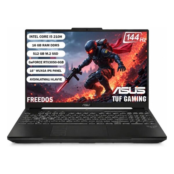 Asus Tuf Gaming F16 FX607VJB-RL137 Intel Core 5 210H 16GB 512GB SSD RTX3050-6GB Freedos 16″ Wuxga 144Hz Taşınabilir Bilgisayar