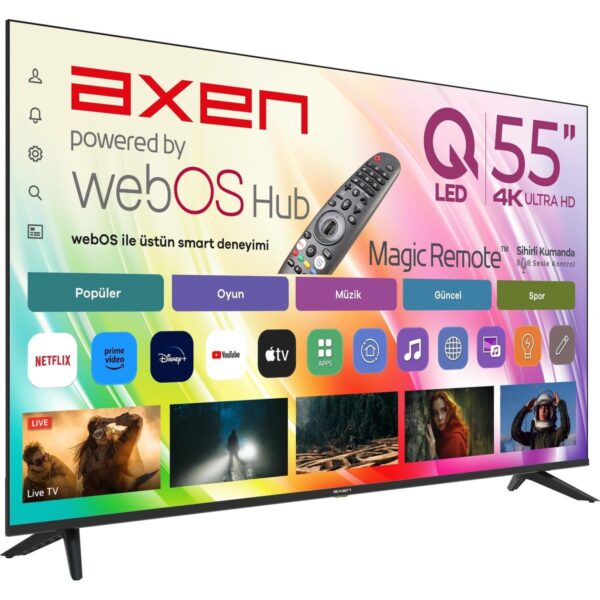 Axen AX55QUPRL-W02M 55″ 139 Ekran Uydu Alıcılı 4K Ultra HD QLED webOS Smart TV