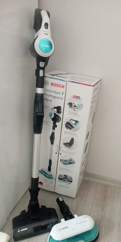 Bosch BCS71HYG1 Dik Şarjlı Elektrik Süpürgesi Unlimited 7 Prohygienic Aqua Beyaz