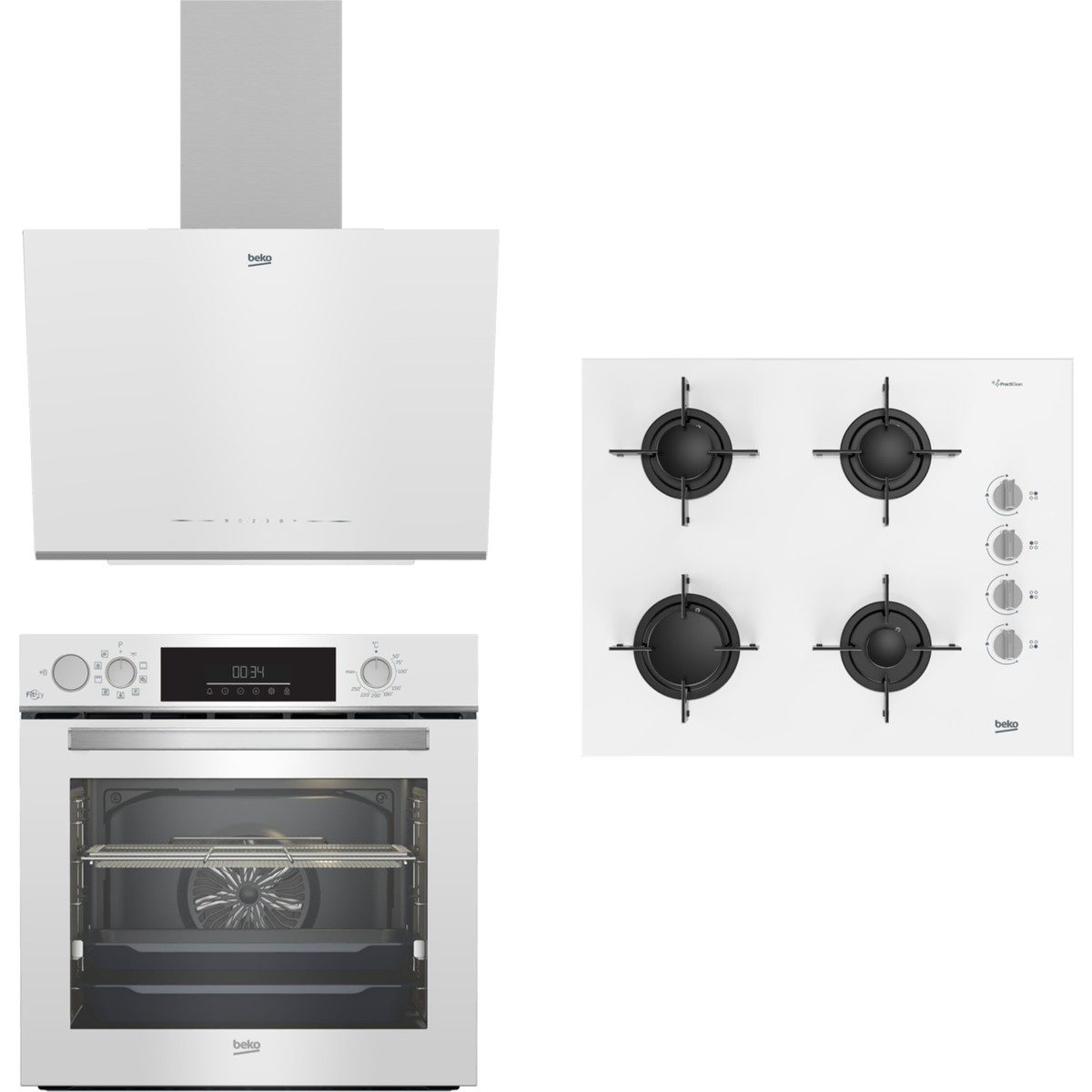 Beko Beyaz Cam Ankastre Set Fitfry Özelliği Az Yağla Pişirme Özelliği A Enerji Sınıfı Modern Mutfak Uyumlu HBCV00005J4Y3S