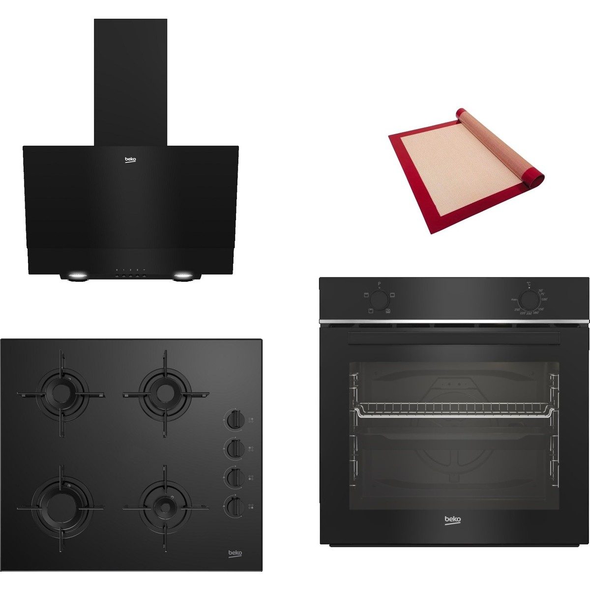 Beko New Black Star 3 Lü Ankastre Set ( Bfc 210 S - Bocd T 6011 Es - Bde 6050 S ) - Silikon Yanmaz Yapışmaz Pişirme Matı ile Birlikte HBCV0000D9KFVV