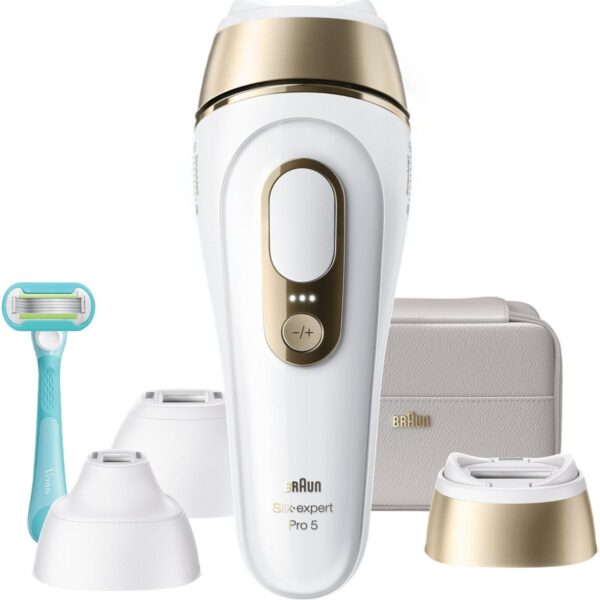 Braun IPL Silk·expert Pro 5, Evde Lazerle Tüy Alma, Çanta, Gillette Venus, 3 Başlık, PL5351