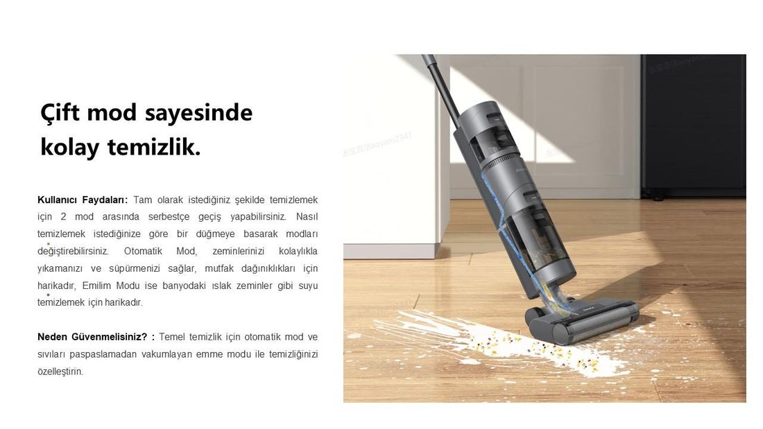 Dreame H12 Core Islak/Kuru Süpürge Hafif ve Akıllı Süpürge ve Paspas, Akıllı Kir Algılama, Otomatik Kendi Kendini Temizleme, Ahşap Vinil ve Sert Zeminler