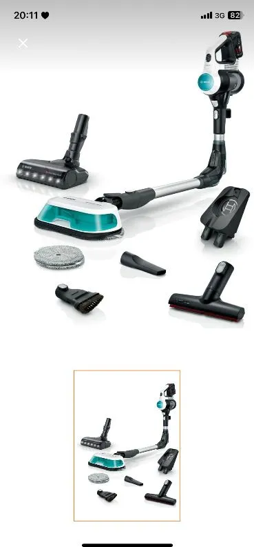 Bosch BCS71HYG1 Dik Şarjlı Elektrik Süpürgesi Unlimited 7 Prohygienic Aqua Beyaz