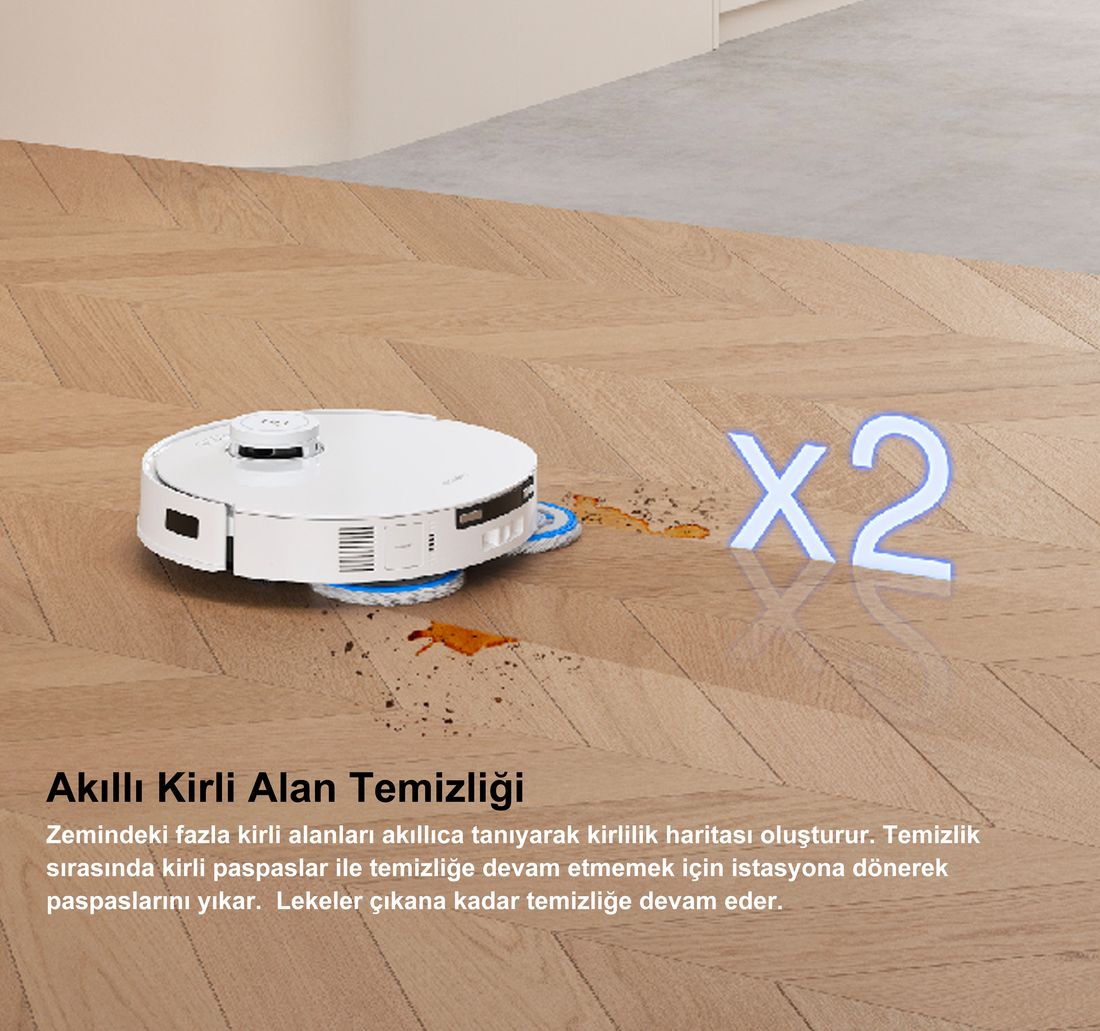 Ecovacs Deebot Akıllı Robot Süpürge ve Paspas 20.000Pa Emiş Gücü