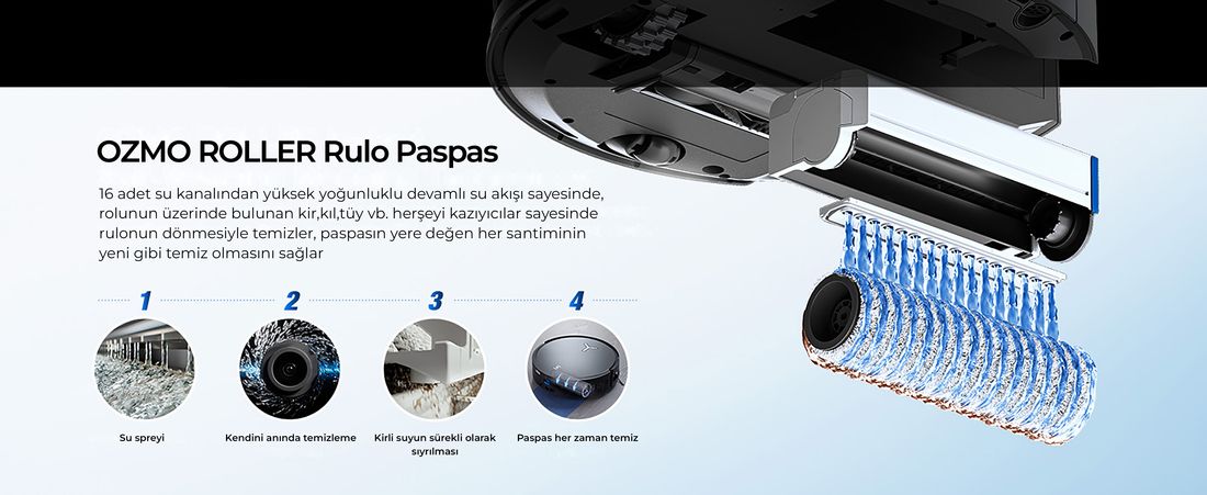 Ecovacs Deebot X8 Pro Omni Siyah Robot Süpürge ve Paspas 18000 Pa Emiş Gücü