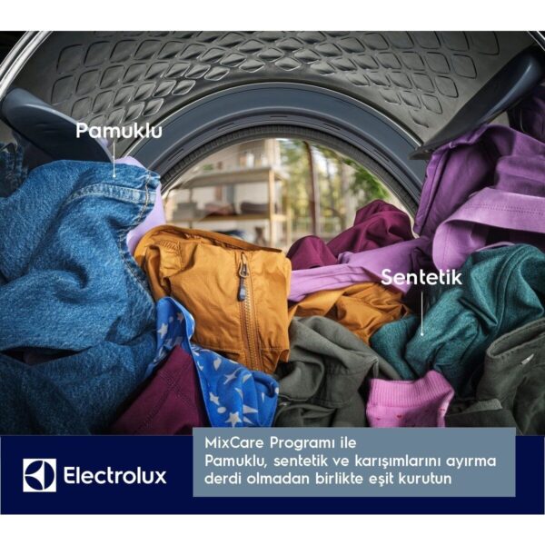 Electrolux EW6D69CBT 600 Serisi Gentlecare 118 Lt Xxl Protex Çelik Tamburlu 9 kg D Enerji Sınıfı Isı Pompalı Inverter Kurutma Makinesi