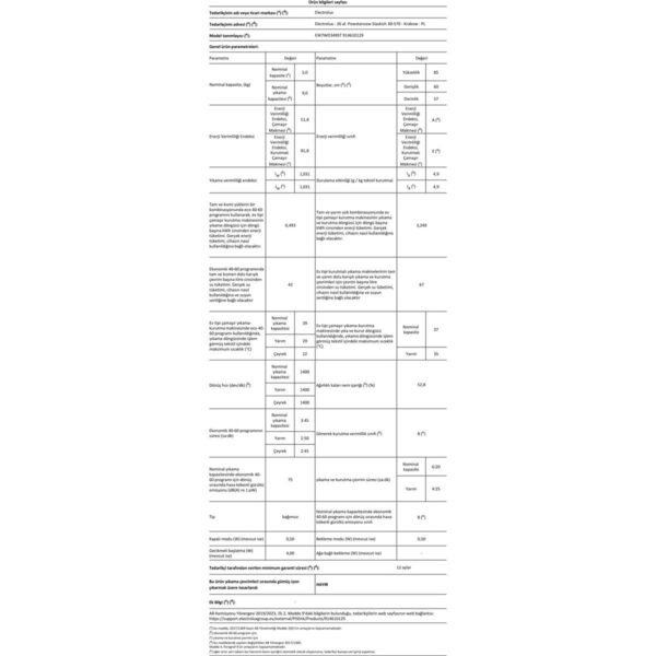 Electrolux EW7WO349ST 9 kg Yıkama 5kg 1400 Devir Kurutmalı Çamaşır Makinesi