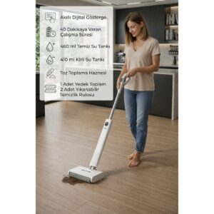 Eotech Eo-Tech DW200 Kablosuz Şarjlı Mop 460 ml Temiz Su Tankı ile 410 ml Kirli Su Tankı Özellikli HBCV0000DTU5SJ