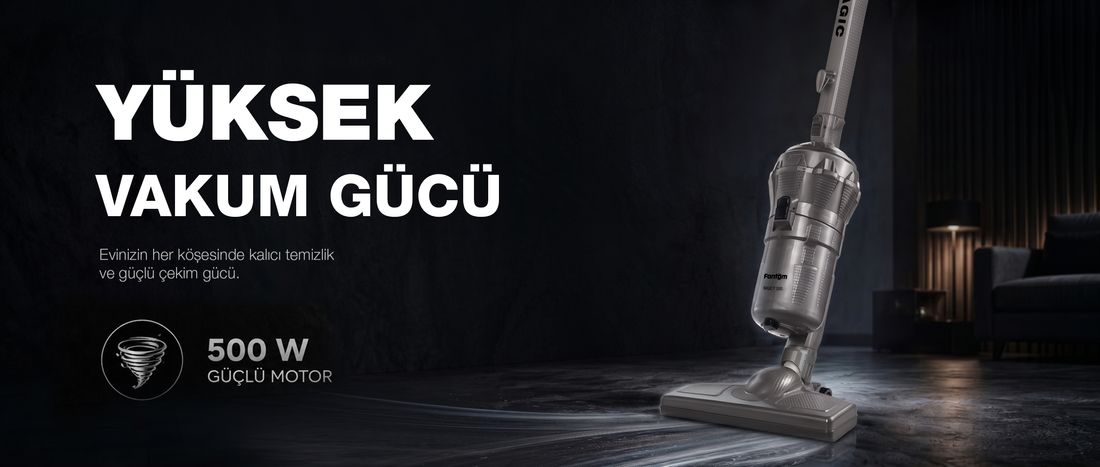 Fantom Magıc P 3000 Toz Torbasız Dikey Süpürge Antrasit 1 Litre Toz Hacmi ve Yüksek Emiş Gücü