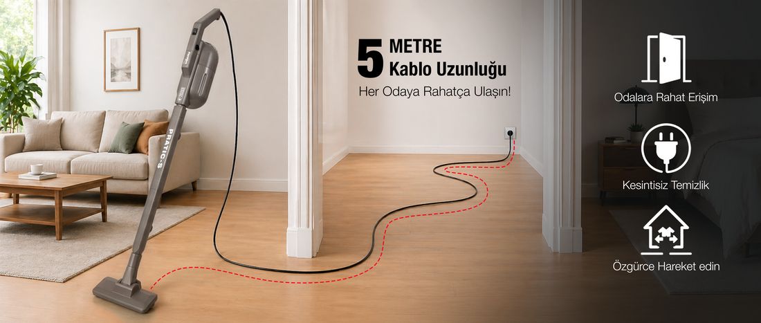 Fantom P1200 Pratic-s Toz Torbasız Elektrikli Dikey Süpürge