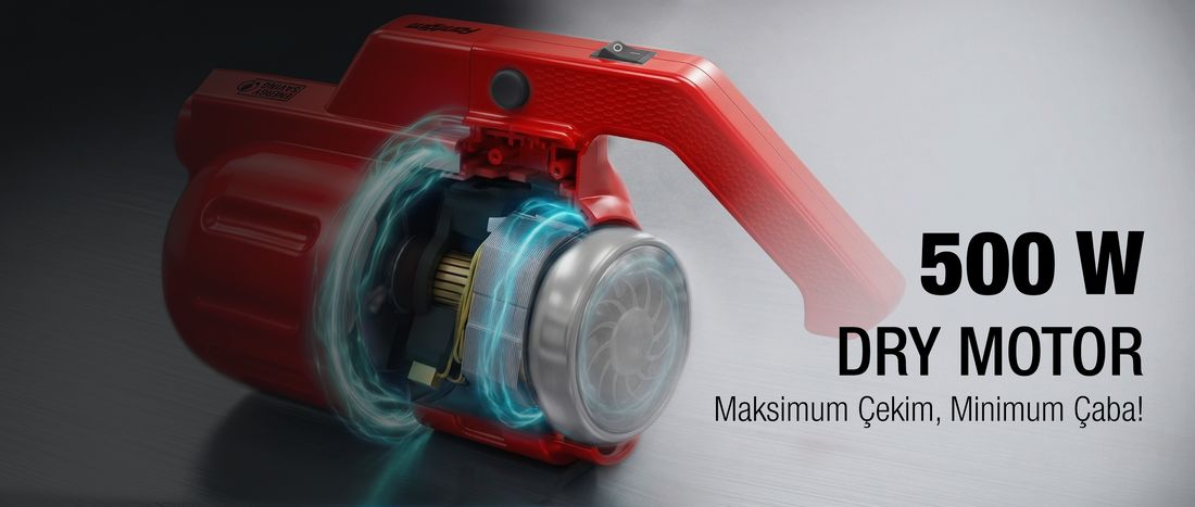 Fantom Pratic Aır Power P 1250 Kırmızı Dikey Süpürge Torbasız 1 L Toz Haznesi ile Güçlü Emiş
