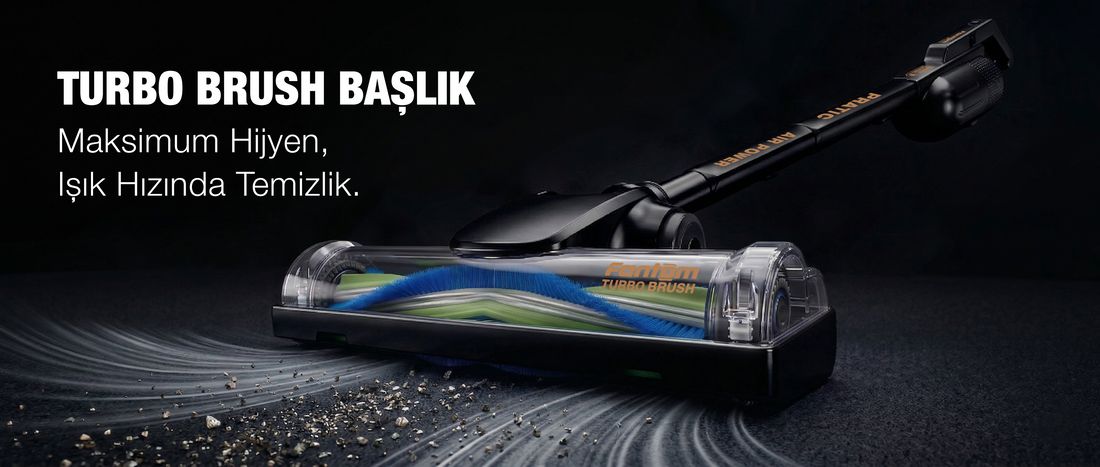 Fantom Pratic Aır Power P 1250 Siyah Torbasız Dönebilen Turbo Başlıklı Dikey Süpürge
