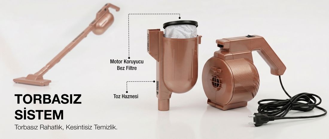 Fantom Pratıc-S P 1200 Dikey Süpürge Rose Gold Toz Haznesi Var 0,2 L Güçlü Emiş Teknolojisi