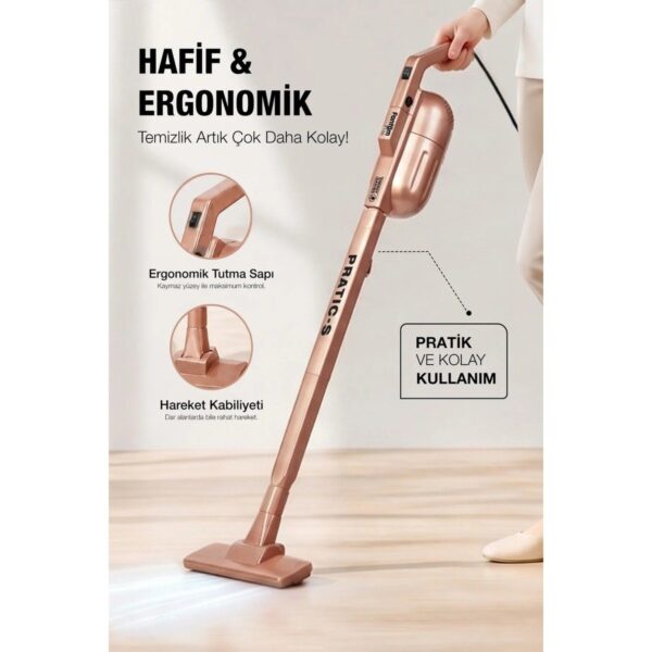 Fantom Pratıc-S P 1200 Dikey Süpürge Rose Gold Toz Haznesi Var 0,2 L Güçlü Emiş Teknolojisi