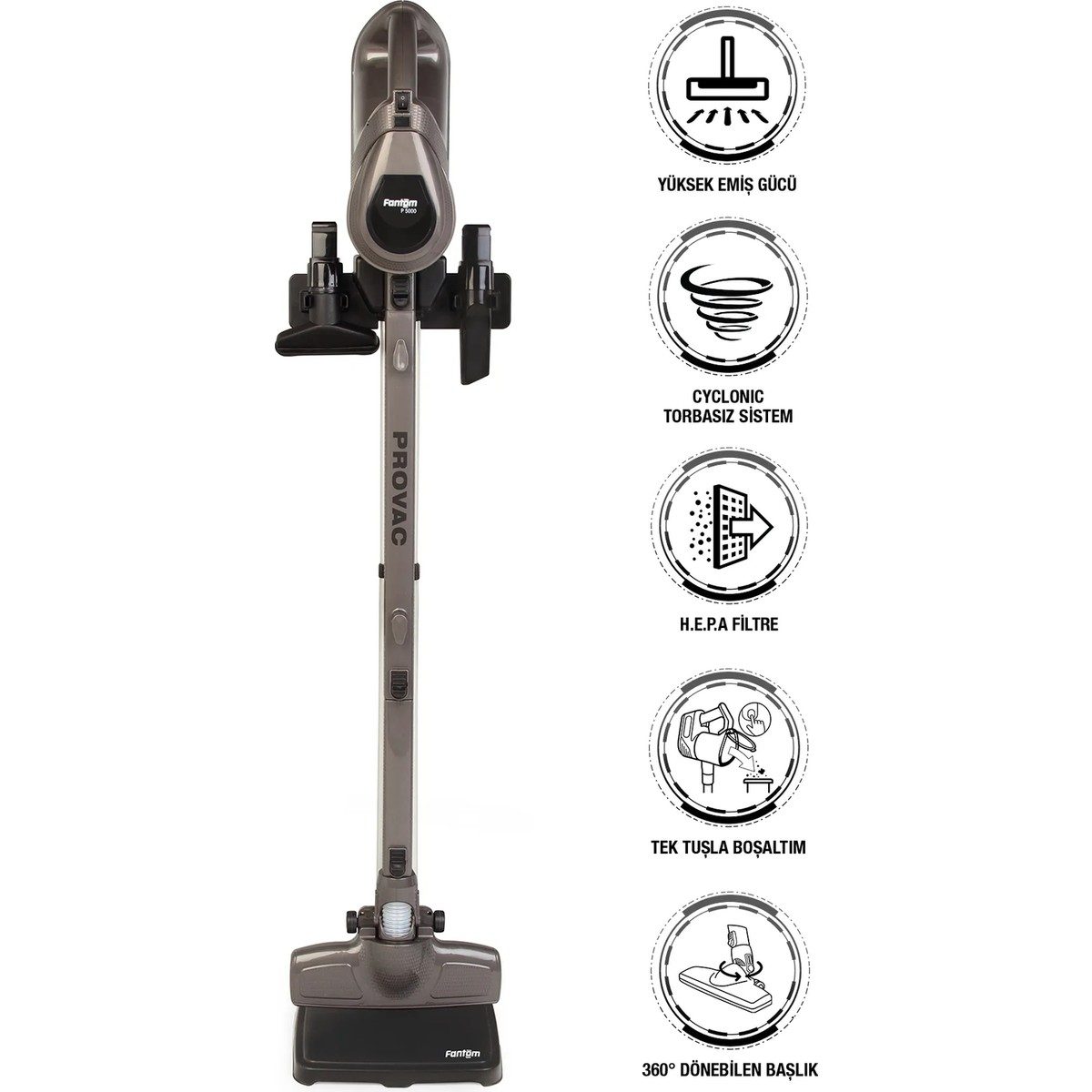 Fantom Provac P5000 Cyclonic Elektrik Süpürgesi Gri HBCV0000116QA8