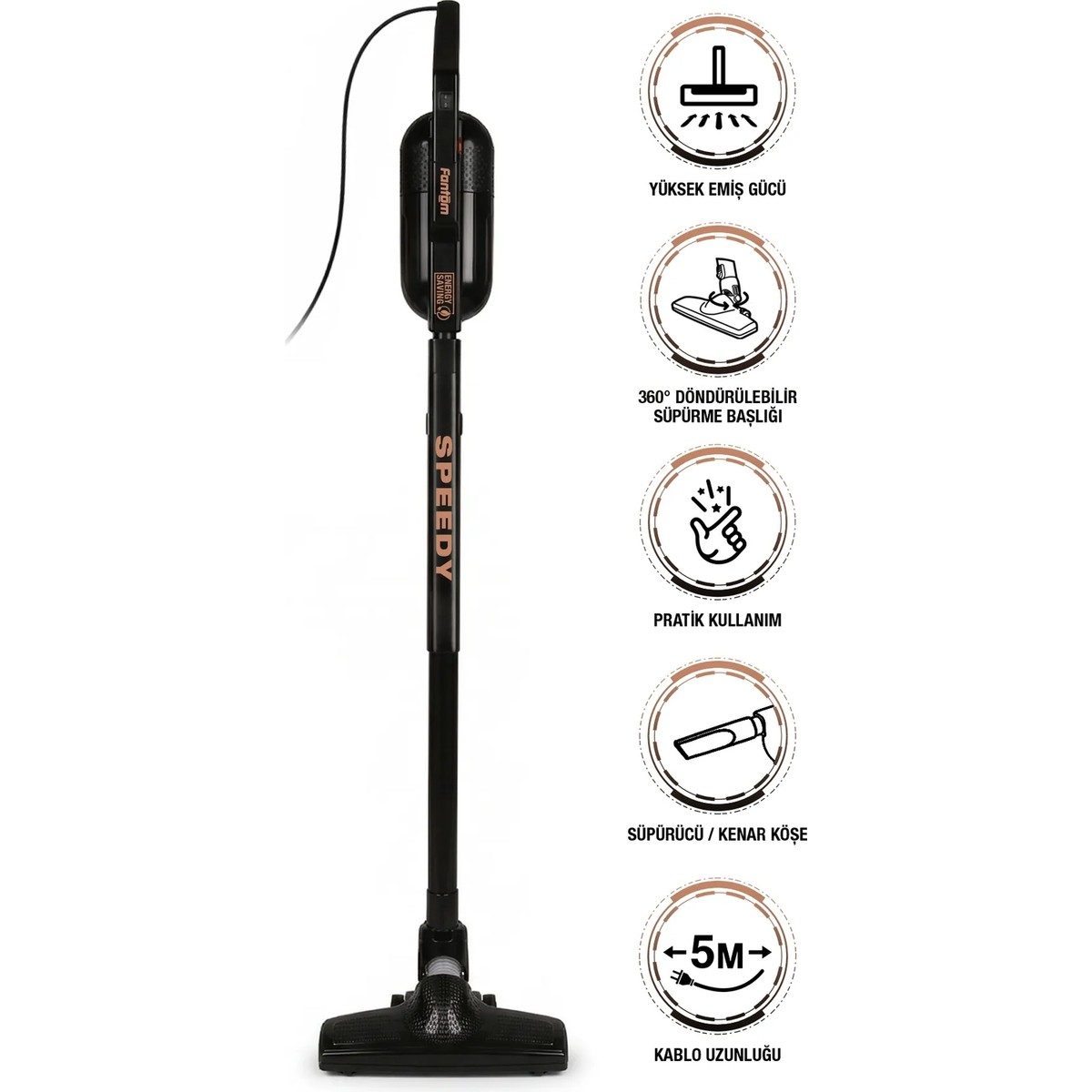 Fantom Speedy Pro Du 2100 Dikey Süpürge Siyah 1 L Toz Hacmi ile Ekonomik ve Kullanım Kolaylığı HBCV00002CJT8P