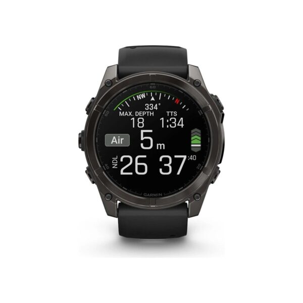 Garmin Fenix 8 – 51MM Amoled Sapphire Karbon Gri Dlc, Siyah/gri Silikon Kayışlı
