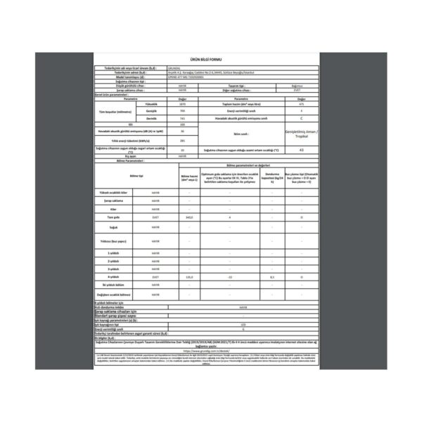 Grundig Gpknd 477 E Enerji Sınıfı 475LT Duo-No Frost Kombi Tipi Buzdolabı Beyaz
