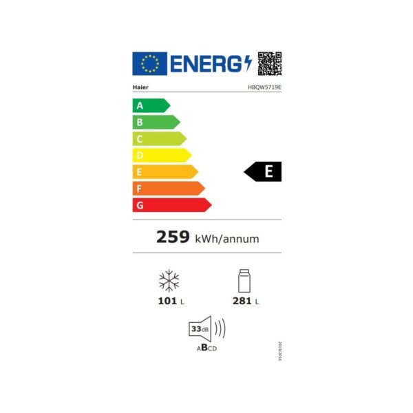 Haier HBQW5719E E Enerji Sınıfı 382 Lt Wi-Fi Bağlantılı Kombi Tipi No Frost Ankastre Buzdolabı