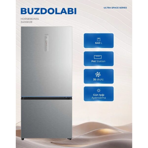 Haier HDR5818DNSS D Enerji Sınıfı 640 Lt Kombi Tipi No Frost Buzdolabı