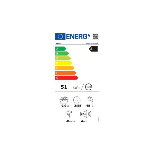 Haier HW90-B14939S8-S 9 kg 1400 Devir Yıkama Kapasiteli Enerji Sınıfı A Çamaşır Makinesi