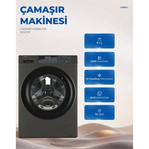 Haier HW90BP14929BU1TR 9 kg 1400 Devir Çamaşır Makinesi