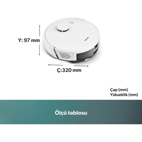 Homend Alex Laser Power 1289H Otomatik Boşaltım Sistemli Yeni Nesil Moplu 10 kPa Robot Süpürge Beyaz