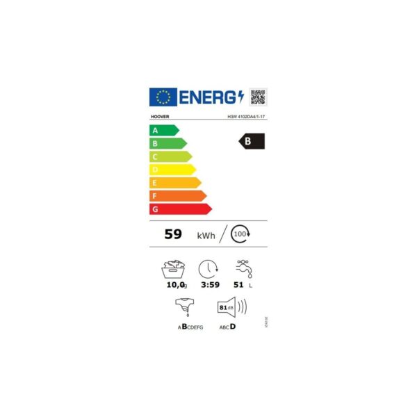 Hoover H3W 4102DA4/1-17 10 kg 1400 Devir NFC Bağlantılı Çamaşır Makinesi