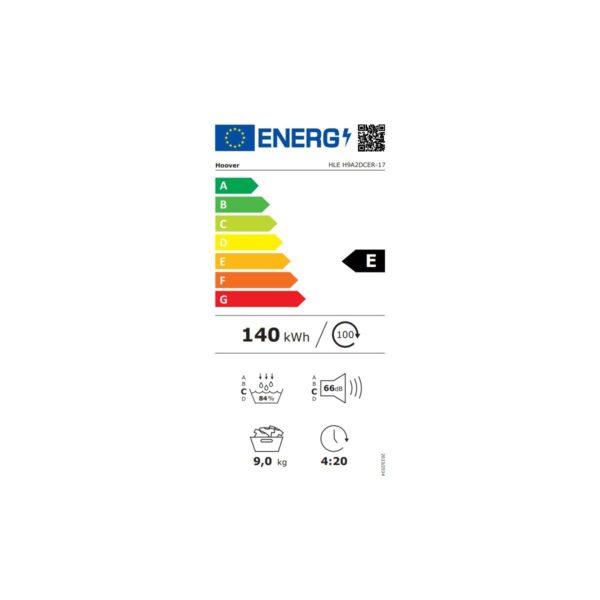 Hoover HLE H9A2DCER-17 9 kg Wi-Fi Bağlantılı Isı Pompalı Kurutma Makinesi