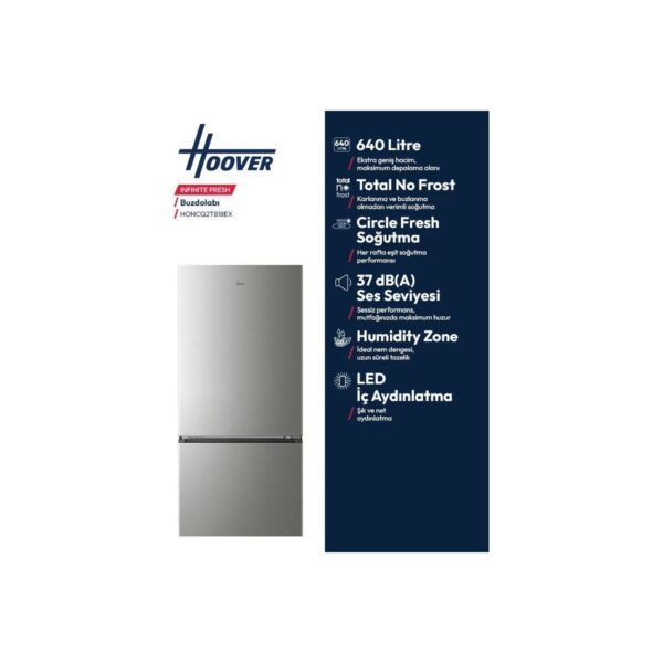 Hoover HONCQ2T818EX E Enerji Sınıfı 640 Lt Kombi Tipi No Frost Buzdolabı