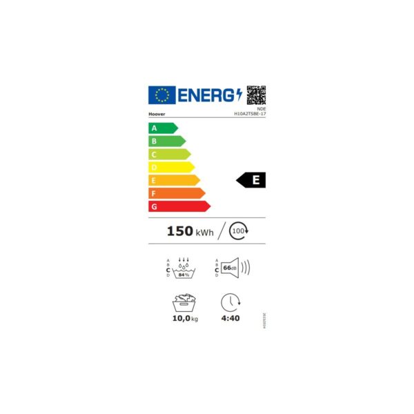 Hoover NDEH 10A2TSBE-17 10 kg Wi-Fi Bağlantılı Isı Pompalı Kurutma Makinesi