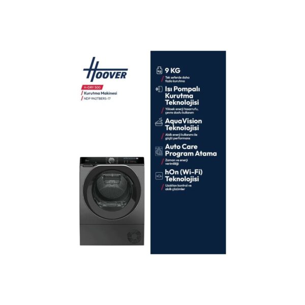 Hoover NDP 9N2TBERS-17 9 kg Wi-Fi Bağlantılı Isı Pompalı Kurutma Makinesi