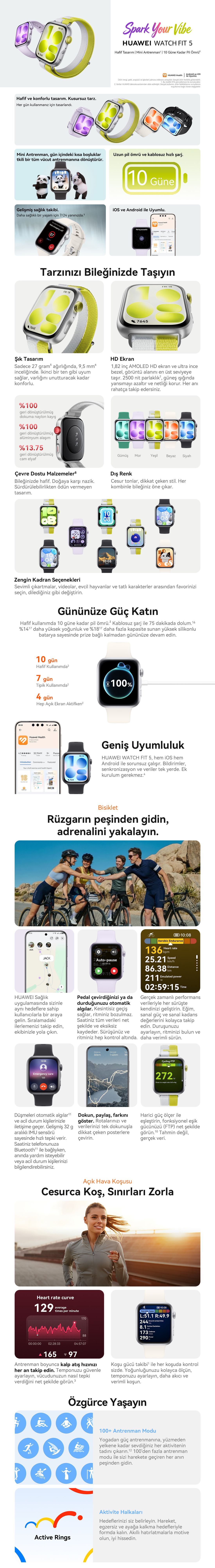 Huawei Watch Fit 5 Akıllı Saat -, Gelişmiş Uyku Takibi, Uzun Pil Ömrü, Ios Android Uyumlu